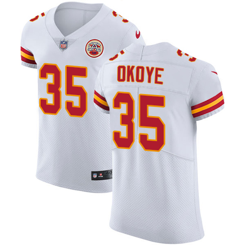 Nike Chiefs #35 Christian Okoye White Men's Stitched NFL Vapor Untouchable Limited Jersey - Click Image to Close